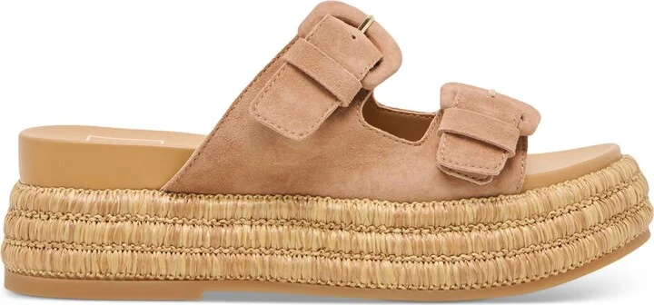 Dolce Vita Women's Witny Double-Buckle Raffia Platform Footbed Sandals - Image 6