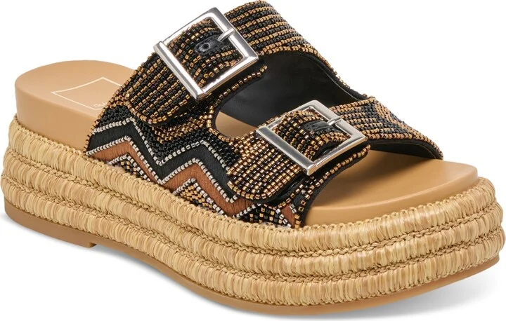 Dolce Vita Women's Wixie Beaded Double Buckle Footbed Sandals
