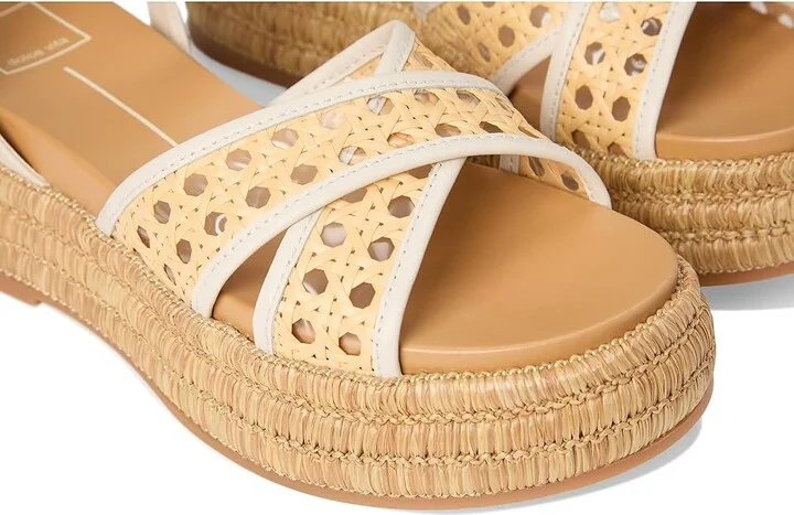 Dolce Vita Wriley Women's Sandals Creme Woven Raffia : 8.5 M, Rubber/Synthetic - Image 7