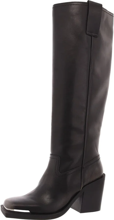 Dollee Womens Faux Leather Metallic Knee-High Boots