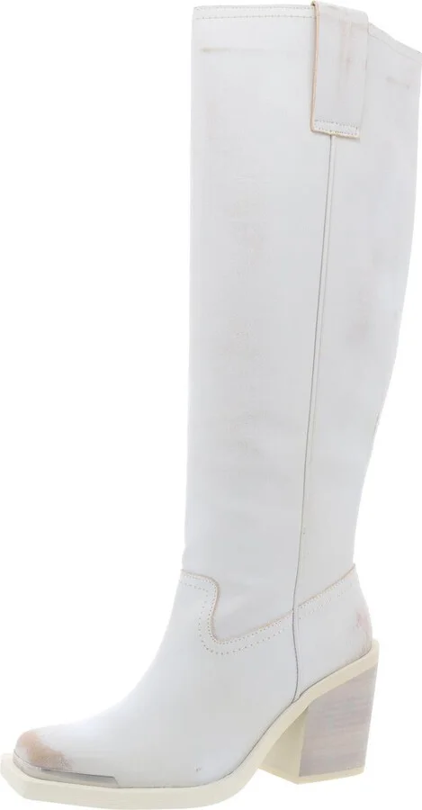 Dollee Womens Faux Leather Square Toe Knee-High Boots