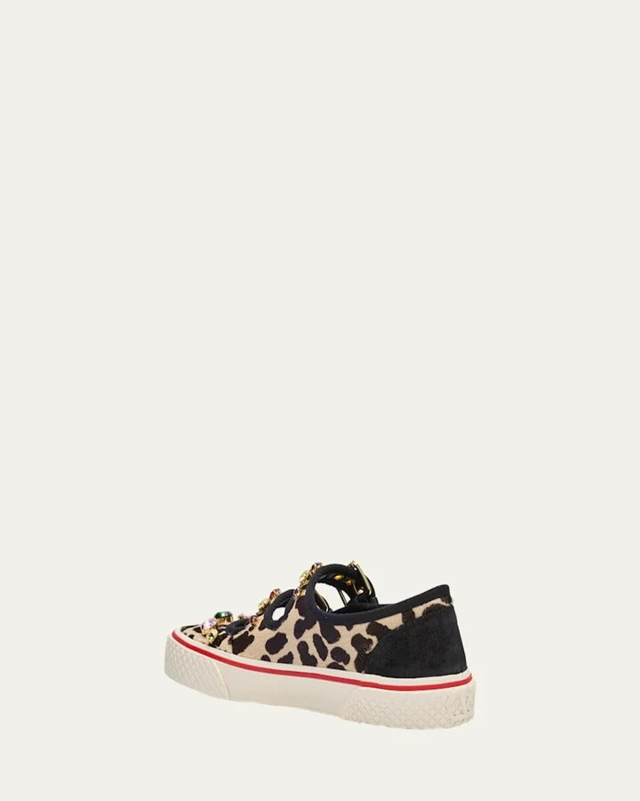 Dollyboard Leopard Printed Calf Hair Double-Strap Sneakers - Image 2