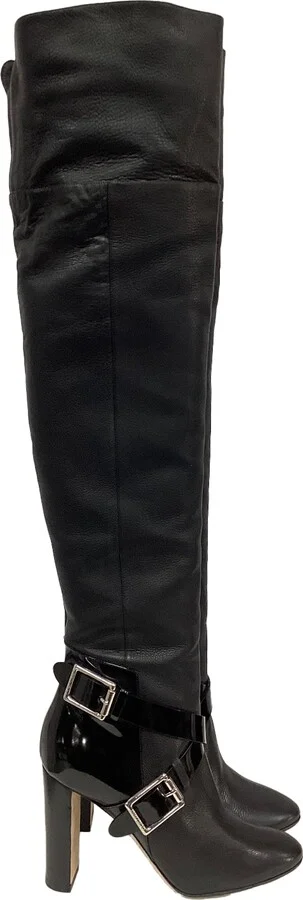 Doma Over-The-Knee Boots in Black Leather
