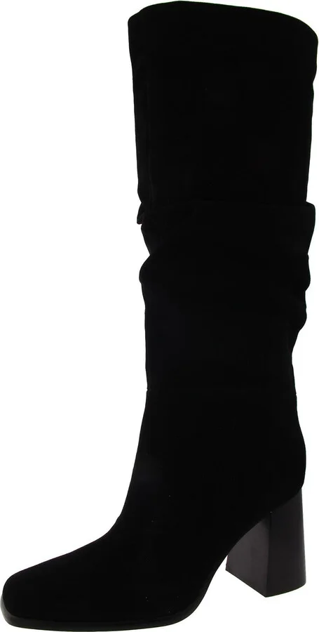 DOMAEY Womens Suede Block heel Knee-High Boots