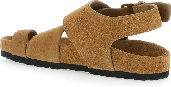 'Domani' Beige Sandals With Rear Buckle Closure And Criss-Crossed Straps In Leather Woman - Image 3