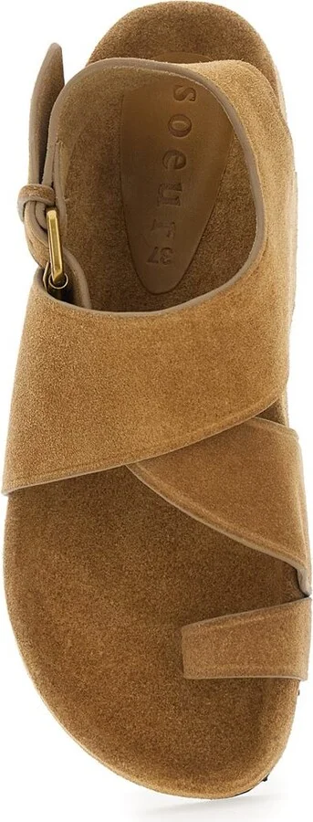 'Domani' Beige Sandals With Rear Buckle Closure And Criss-Crossed Straps In Leather Woman - Image 4