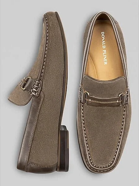 Donald Pliner Men's Donnie Suede Moc Toe Bit Loafers Taupe