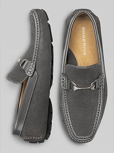Donald Pliner Men's Dorion Moc Toe Bit Loafers Gray