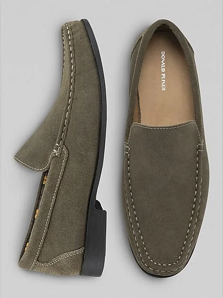 Donald Pliner Men's Reuben Suede Moc Toe Loafers Green