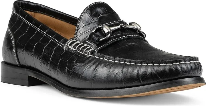 Black Croc Print Leather