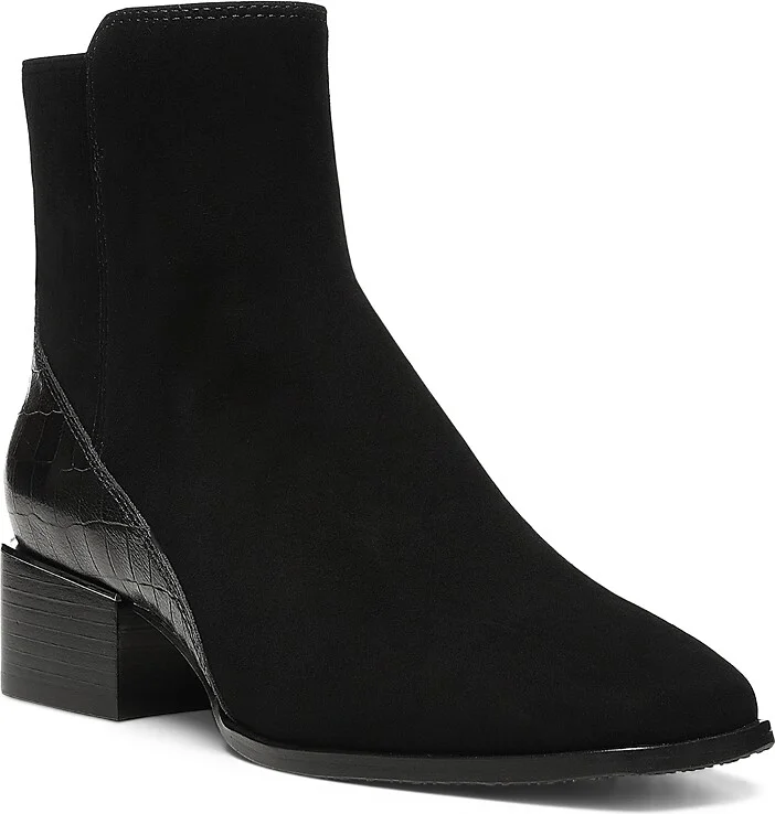 Donald Pliner Women's Croc Embossed Trim Block Heel Booties