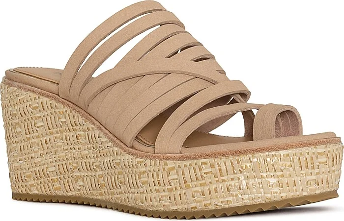 Donald Pliner Women's Leather Toe Loop Wedge Slide Sandals
