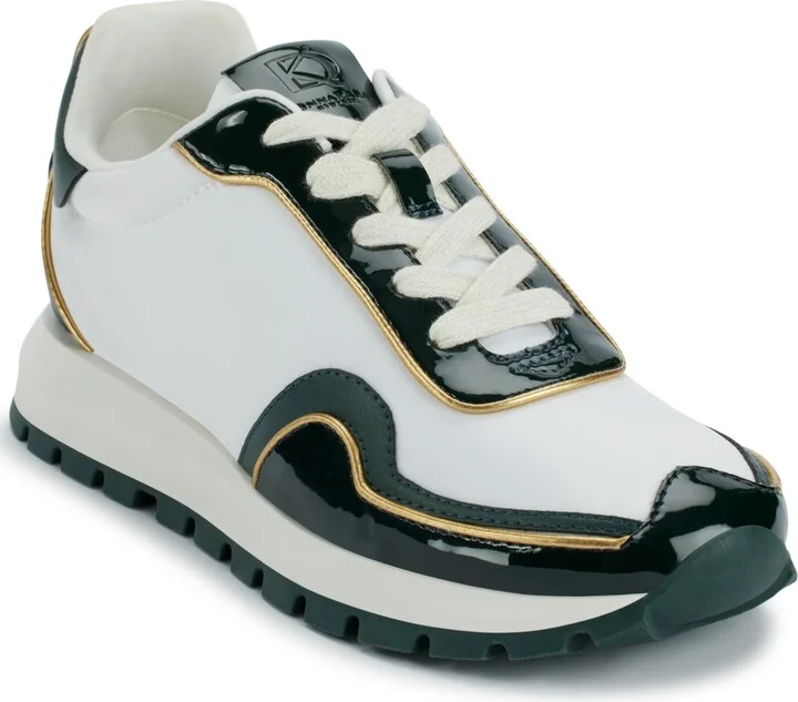 Donna Karan New York Women's Binx Lace Up Sneakers - White/Green