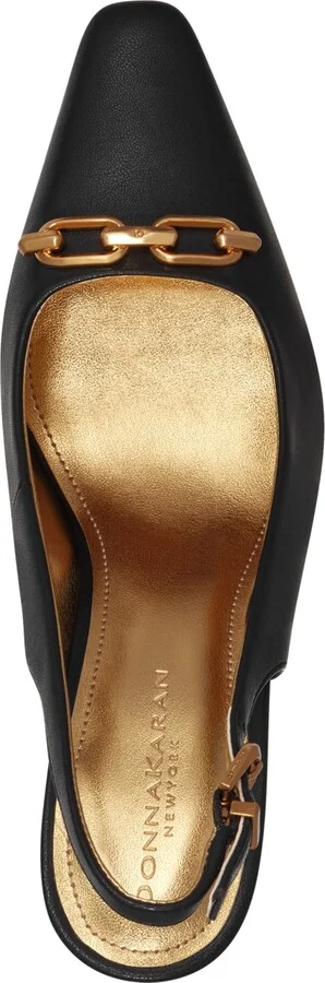 Donna Karan New York Women's Sadrina Leather Chain Bit Slingback Pumps - Image 4