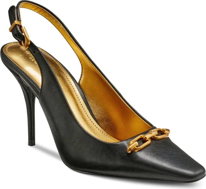 Donna Karan New York Women's Sadrina Leather Chain Bit Slingback Pumps