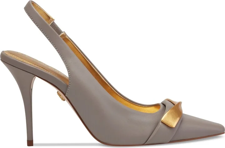 Donna Karan New York Women's Sayer Leather Square Toe Slingback Pumps - Image 6