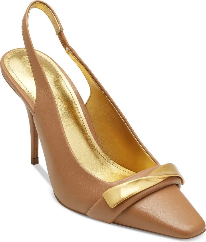 Donna Karan New York Women's Sayer Leather Square Toe Slingback Pumps