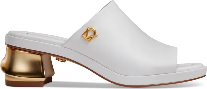 Donna Karan New York Women's Tinley Leather Peep Toe Mules - Image 2