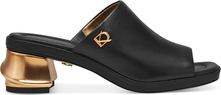 Donna Karan New York Women's Tinley Leather Peep Toe Mules - Image 6