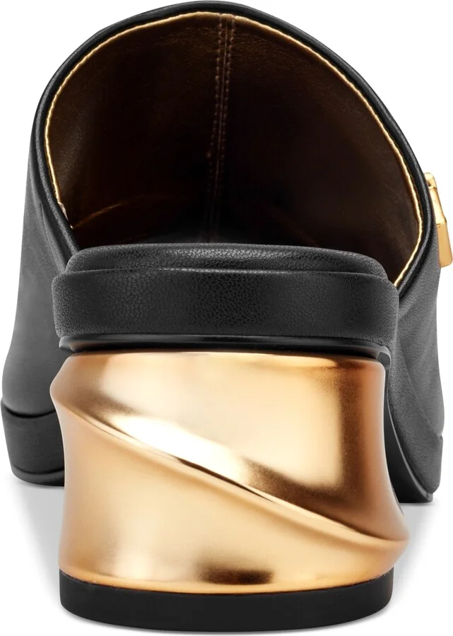 Donna Karan New York Women's Tinley Leather Peep Toe Mules - Image 7