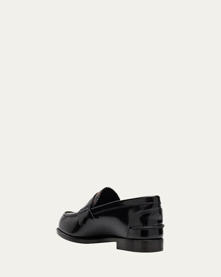 Donna Leopard-Print Leather Penny Loafers - Image 3