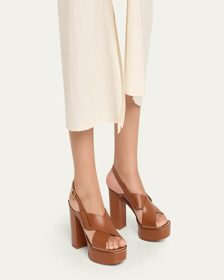 Donna Rose Platform Leather Sandals - Image 4