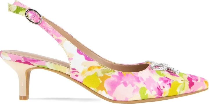 Donna Slingback Pointed Toe Kitten Heel Pump - Image 3