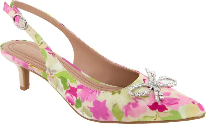 Donna Slingback Pointed Toe Kitten Heel Pump