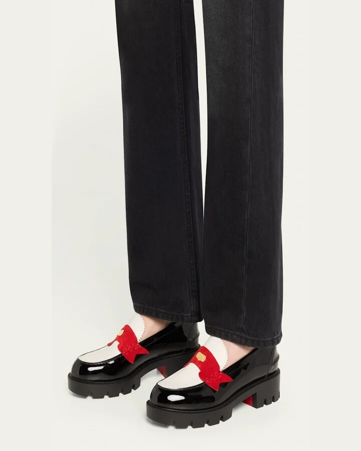 Donna Tricolor Red Sole Penny Loafers - Image 2