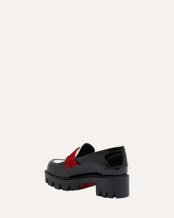 Donna Tricolor Red Sole Penny Loafers - Image 3