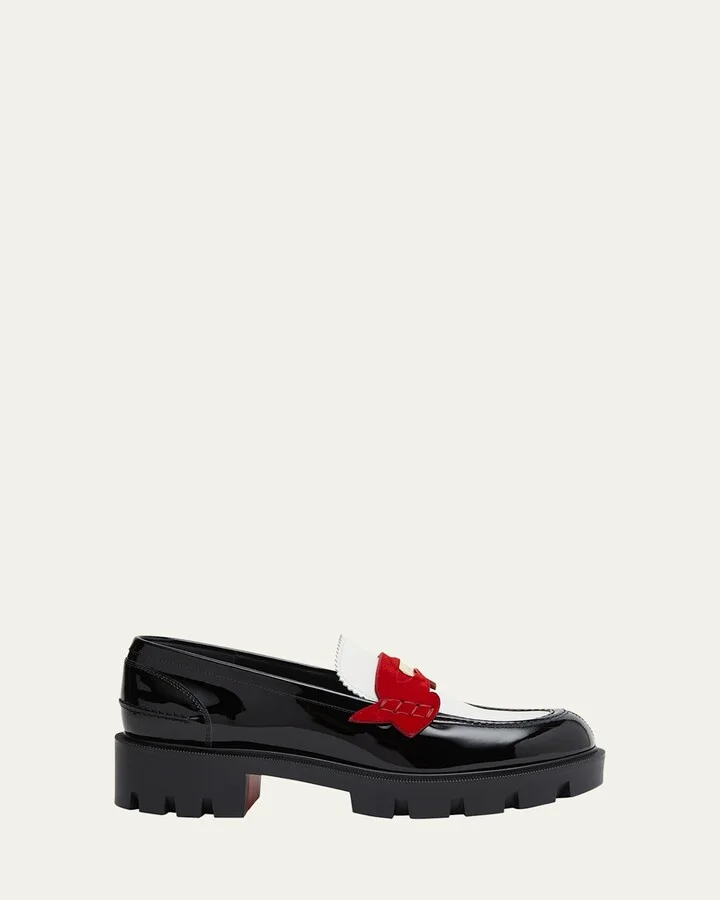 Donna Tricolor Red Sole Penny Loafers