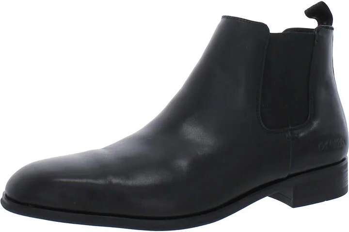 Donto Mens Leather Block Heel Chelsea Boots