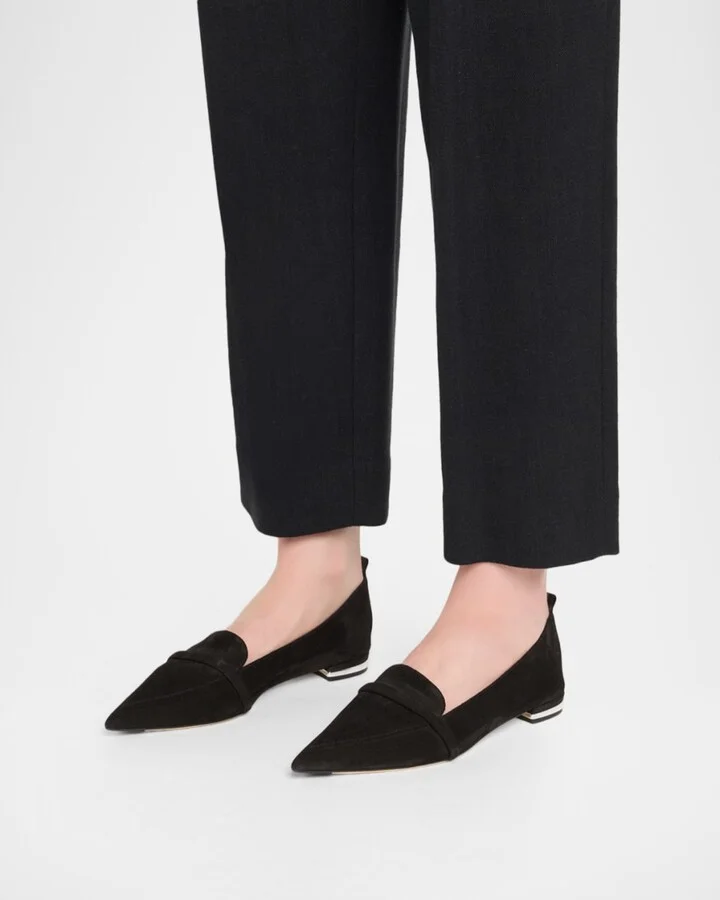 Dora Suede Pointed-Toe Loafers - Image 7