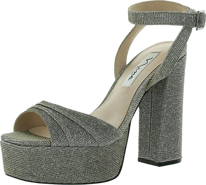 Dorcas Womens Shimmer Ankle Strap Platform Sandals