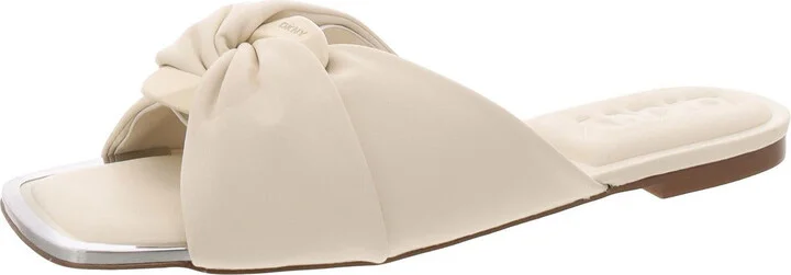 Doretta Womens Faux Leather Square Toe Slide Sandals