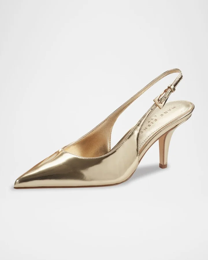 Dorie Metallic Leather Slingback Pumps - Image 2