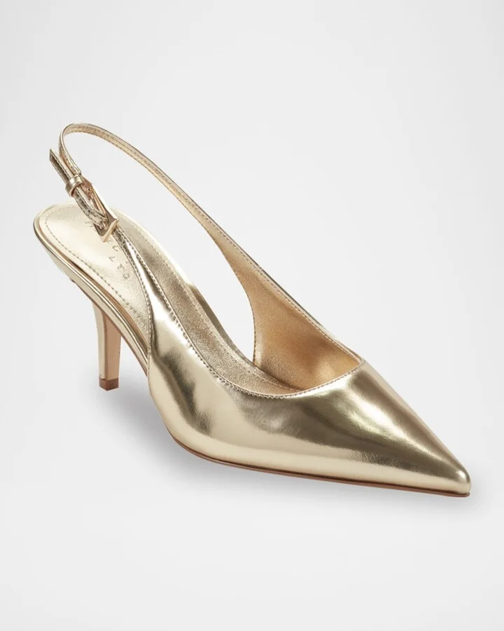 Dorie Metallic Leather Slingback Pumps - Image 6