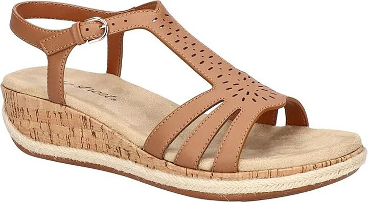 Dorinda Womens Faux Leather Comfort Wedge Sandals