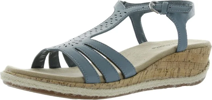 Dorinda Womens Faux Leather T-Bar Espadrilles