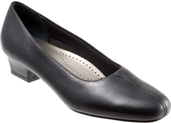 Doris Pumps Women's US 12 Black Leather Slip On Block Heel KHD2732