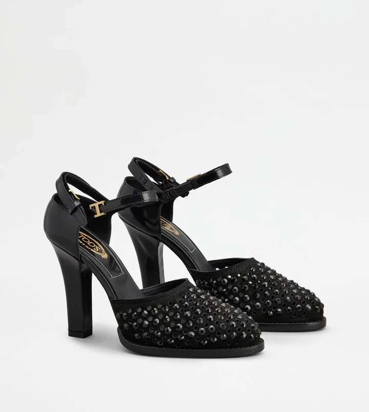 D'Orsay Pumps in Smooth Leather and Suede - Image 2