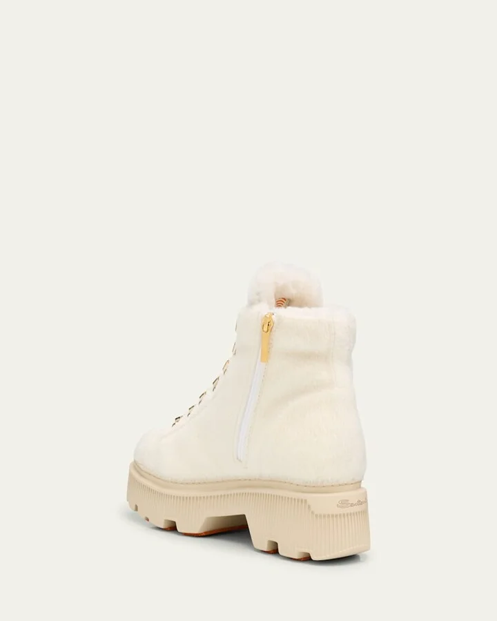 Dotty Shearling Combat Booties - Image 2