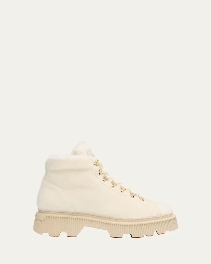 Dotty Shearling Combat Booties