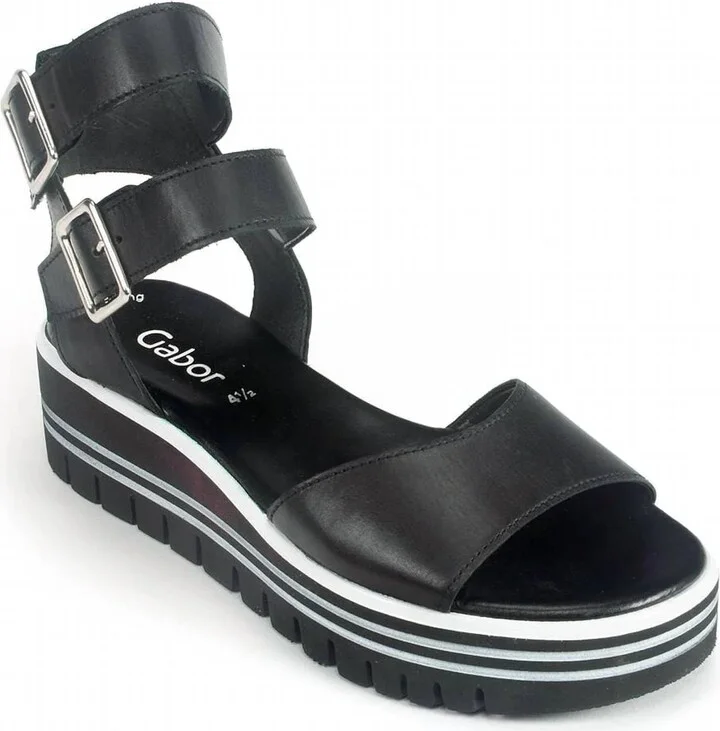 Double Ankle Strap Platform Sandal In Black