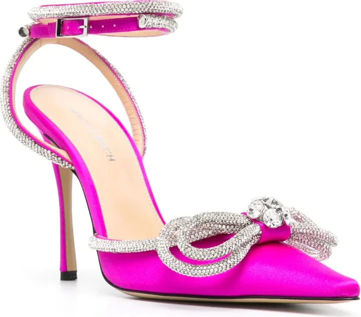 Double Bow 105mm satin pumps - Image 2