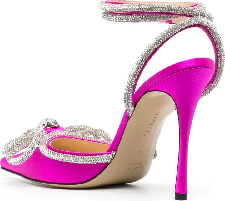 Double Bow 105mm satin pumps - Image 3