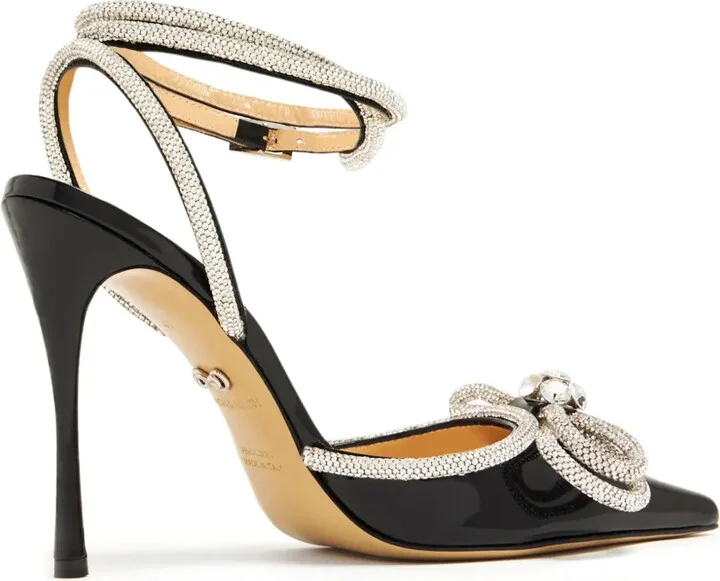Double Bow 110mm patent-finish leather pumps - Image 3