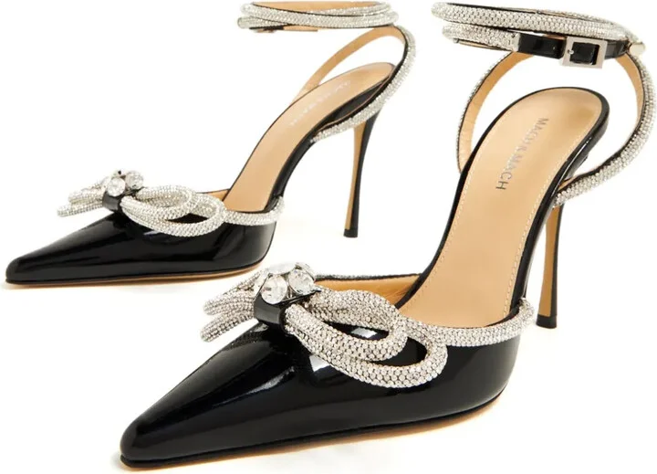 Double Bow 110mm patent-finish leather pumps - Image 4