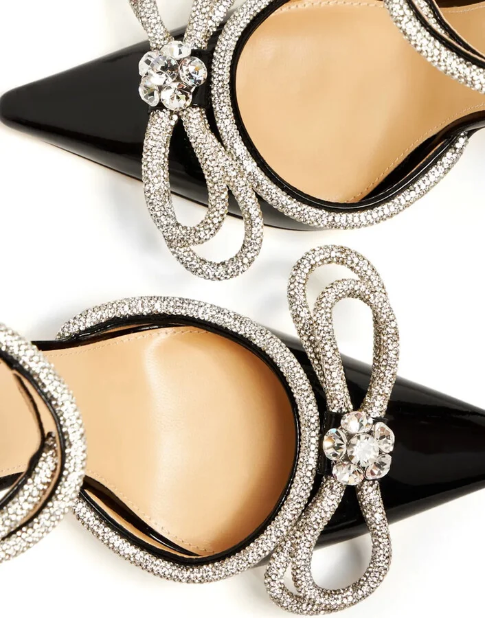 Double Bow 110mm patent-finish leather pumps - Image 5