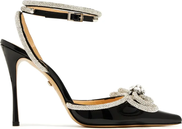 Double Bow 110mm patent-finish leather pumps